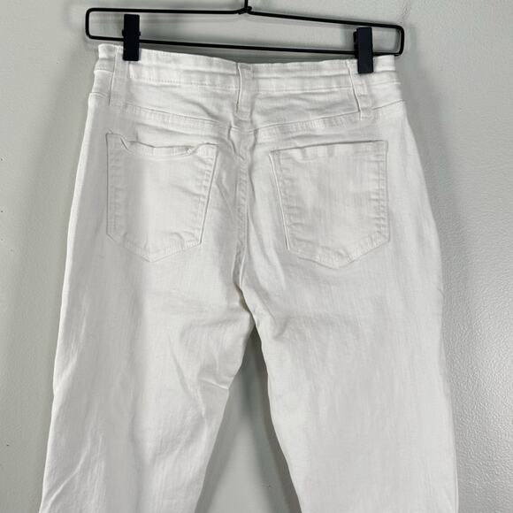 Wisteria Lane White Flared Bell Leg Raw Hem Denim Pants Mid Rise Retro Size M - Picture 10 of 12